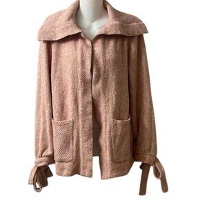 CeCe Pink Tie--Cuff Knit Jacket Open Cardigan NWOT Size Medium